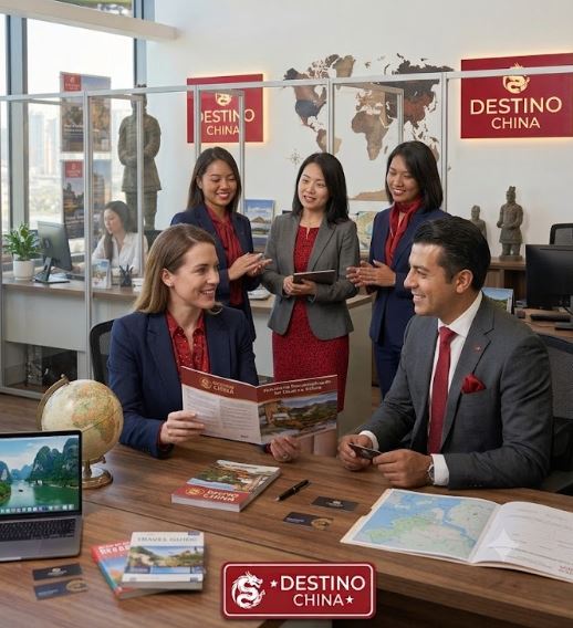 Equipo de Destino China discutiendo en conjunto para lograr las mejores opciones para el cliente
